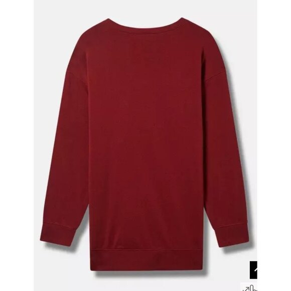 NWT Torrid Christmas Sweatshirt Holiday Fizz The Season Red Drop Shoulder 1X - Picture 3 of 5